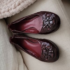 Tory Burch Oxblood Croc Reva Flats